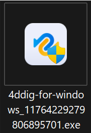 ダウンロードした"4ddig-for-windows.exe"を管理者として実行
